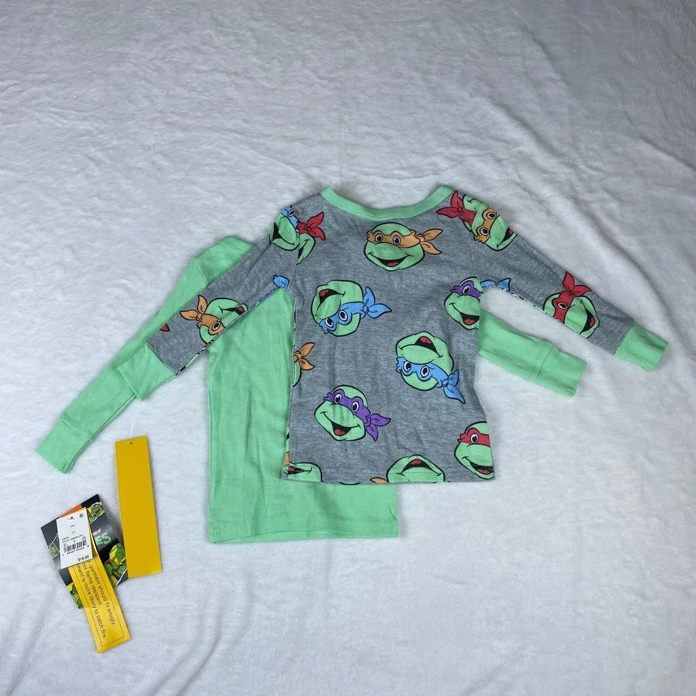 Teenage Mutant Ninja Turtles Lot of 2 Pajama Top Boys 2T Green Cartoon Character